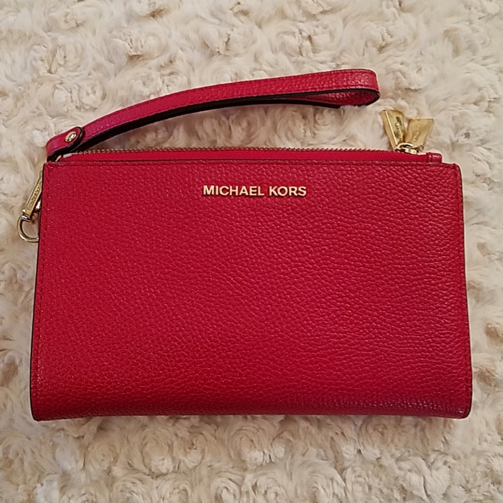 Michael Kors Red Leather Wallet/Clutch
